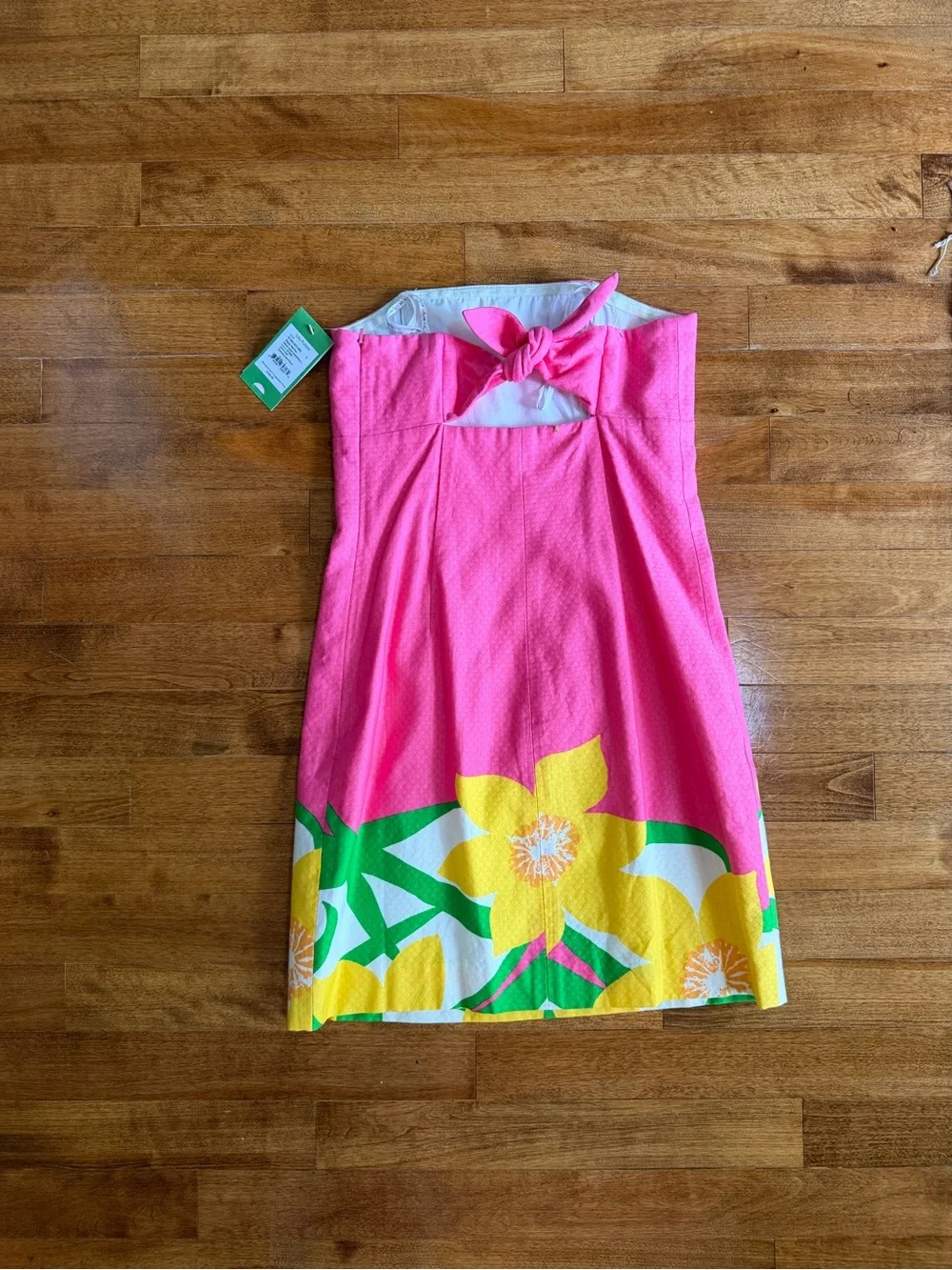 Lily Pulitzer Franco Hotty Pink Dancing Daffodils Strapless Dress - Picture 2 of 2